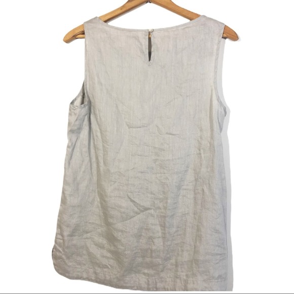 St. Tropez Gray 100% Linen Sleeveless Embroidered Blouse Women's Size Small - Picture 3 of 8